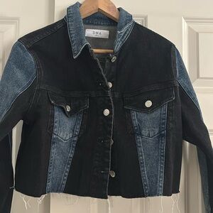DNA cropped jean jacket - size M black & blue denim